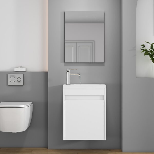 Závesná skrinka s umývadlom Houseland Lila 40 cm biela
