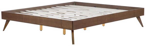 Posteľ tmavý jaseň 180 x 200 cm MDF posteľový rám bez čela s lamelovým roštom spálňa