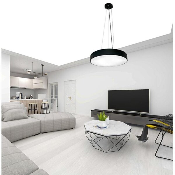 LED Stmievateľný luster na lanku LED/50W/230V 3000-6500K čierna + diaľkové ovládanie
