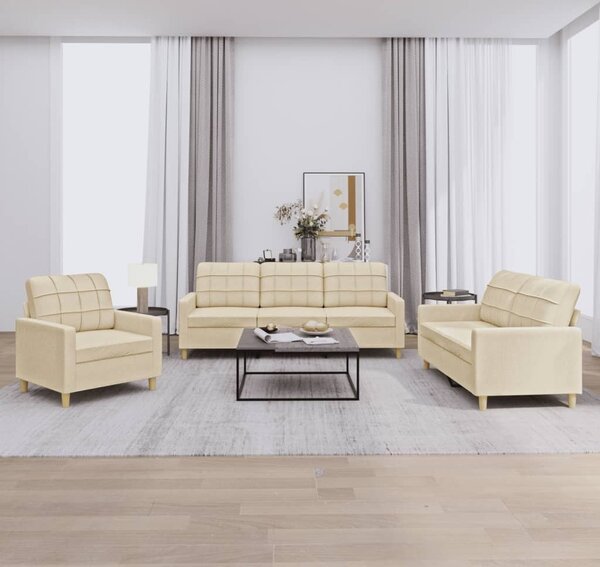 Maison Exclusive – 3-dielna sedacia súprava s vankúšmi, krémová látka