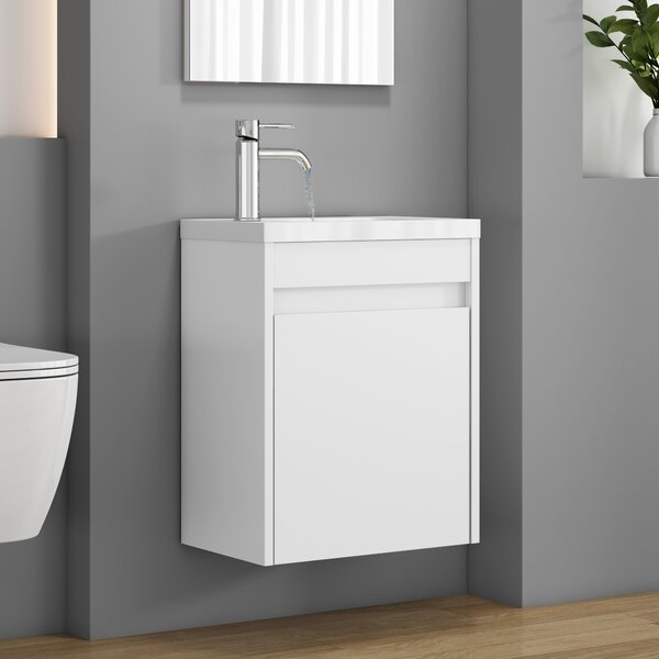 Závesná skrinka s umývadlom Houseland Lila 40 cm biela