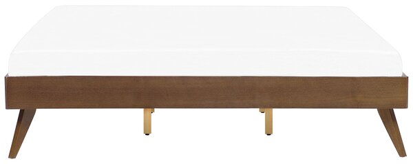 Posteľ tmavý jaseň 180 x 200 cm MDF posteľový rám bez čela s lamelovým roštom spálňa