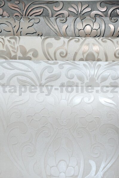 Vliesové tapety na stenu IMPOL City Glam 32602, zámocký vzor strieborný s metalickým odleskom na svetlo sivom podklade, rozmer 10,05 m x 0,53 m, Marburg