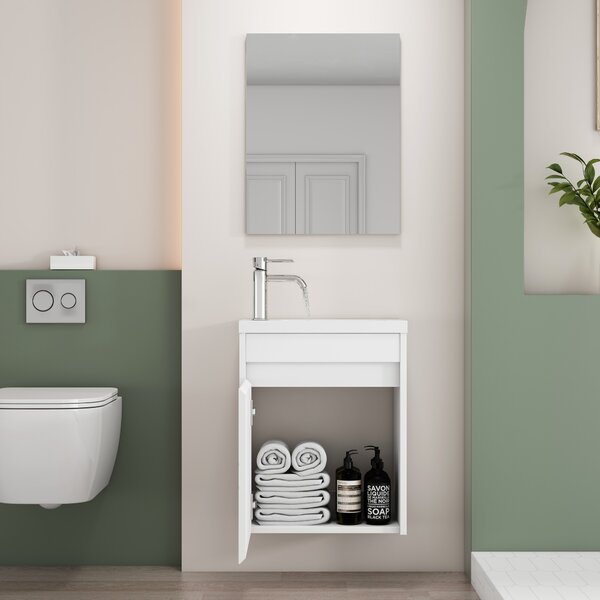 Závesná skrinka s umývadlom Houseland Mavon 40 cm biela