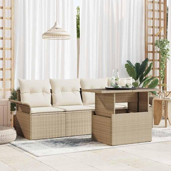 Maison Exclusive - Záhradný nábytok s vankúmi 5 ks Béový Poly-rattan