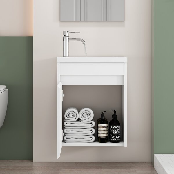 Závesná skrinka s umývadlom Houseland Mavon 40 cm biela