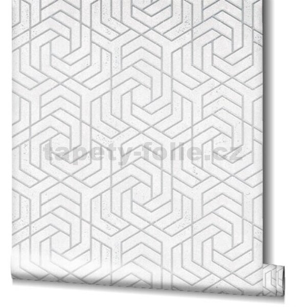 Vliesové tapety na stenu IMPOL City Glam 32607, geometrický vzor svetlo sivý se striebornými metalickými odleskami, rozmer 10,05 m x 0,53 m, Marburg