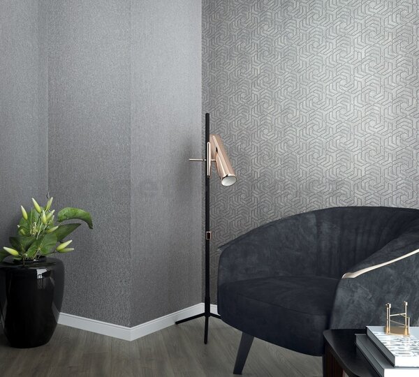 Vliesové tapety na stenu IMPOL City Glam 32607, geometrický vzor svetlo sivý se striebornými metalickými odleskami, rozmer 10,05 m x 0,53 m, Marburg