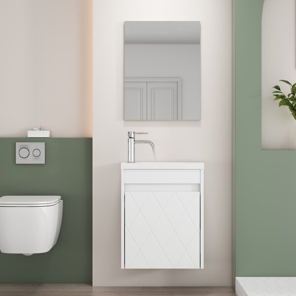 Závesná skrinka s umývadlom Houseland Mavon 40 cm biela