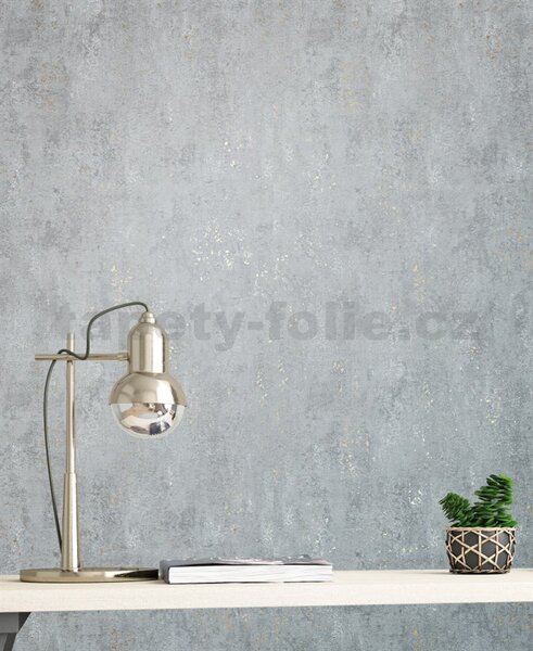 Vliesové tapety na stenu IMPOL City Glam 32615, betón sivý so zlatými metalickými odleskami, rozmer 10,05 m x 0,53 m, Marburg