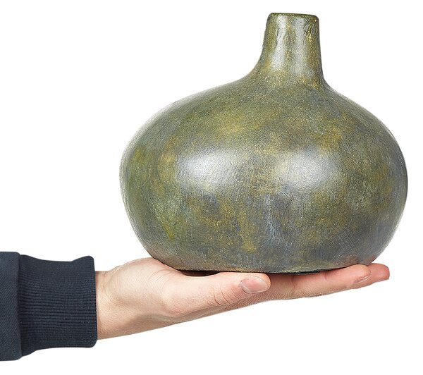 Dekoratívna váza sivá a zlatá terakota 18 cm ručná výroba klasický dizajn dekorácie doplnky obývacia izba