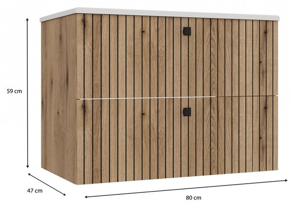 TP Living Závesná skrinka s umývadlom TIGO 2S 80 cm dub evoke