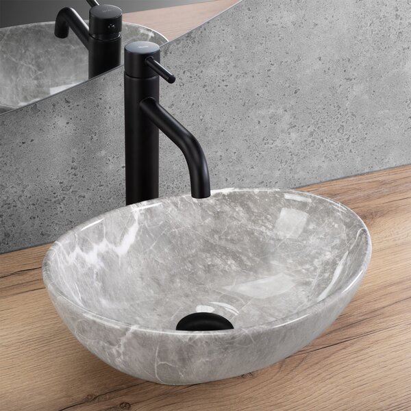 Rea Sofia Mini, umývadlo na dosku 350x260x125 mm, imitácia kameňa - šedá Grigio, REA-U9237