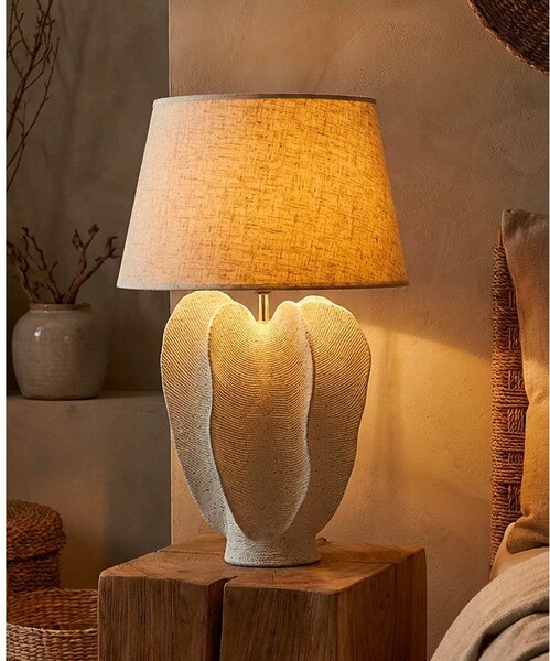 Krémová stolová lampa s textilným tienidlom (výška 63 cm) Ester – Mauro Ferretti