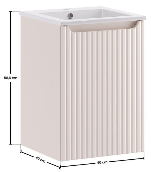 Comad Závesná skrinka so zápustným umývadlom Nova Cashmere 40 cm kašmírová/biela