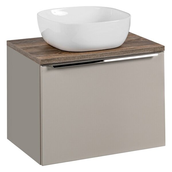 Comad Závesná skrinka SantaFe Smile s doskou a umývadlom 60 cm taupe/dub santa fe vintage