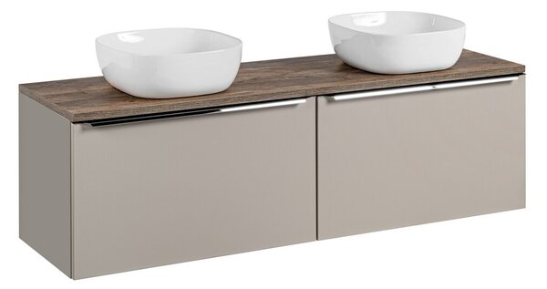 Comad Závesná skrinka SantaFe Smile s doskou a umývadlami 160 cm taupe/dub santa fe vintage