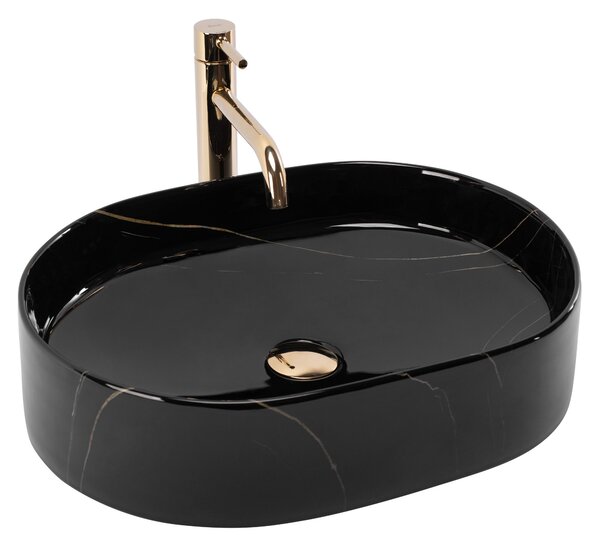 Rea Nadia, umývadlo na dosku 500x380x120 mm, imitácia kameňa - Black Stone, REA-U9240