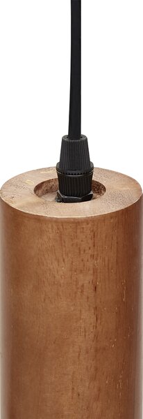 Závesná lampa tmavé drevo železná základňa dubové drevo tienidlo 4 svetlá doplnky osvetlenie