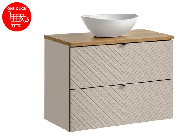 Comad Závesná skrinka Viva Cashmere s doskou a umývadlom 80 cm kašmír/dub evoke