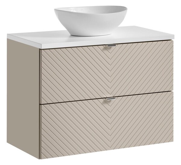 Comad Závesná skrinka Viva Cashmere s doskou a umývadlom 80 cm kašmír/biela