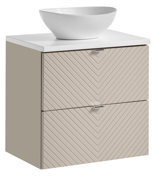 Comad Závesná skrinka Viva Cashmere Lola s doskou a umývadlom 60 cm kašmírová/biela
