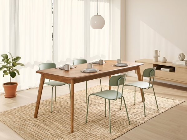 Jedálenský stôl dyha tmavý dub MDF nohy z brestového dreva 200 x 90 cm obdĺžniková dyhovaná doska tradičný štýl jedáleň