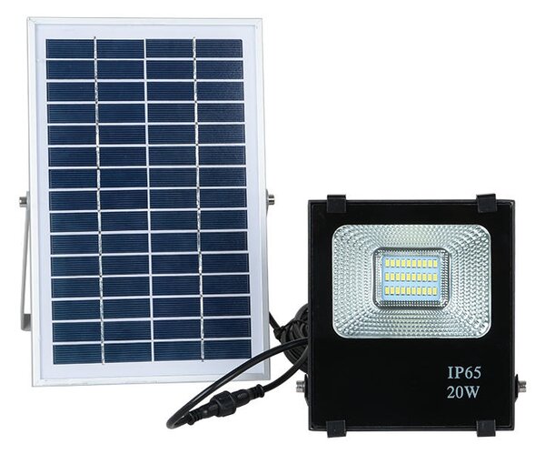 LED reflektor so solárnym panelom, 4 typy, 20W