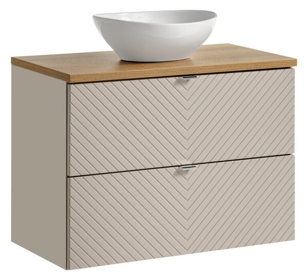 Comad Závesná skrinka Viva Cashmere s doskou a umývadlom 80 cm kašmír/dub evoke