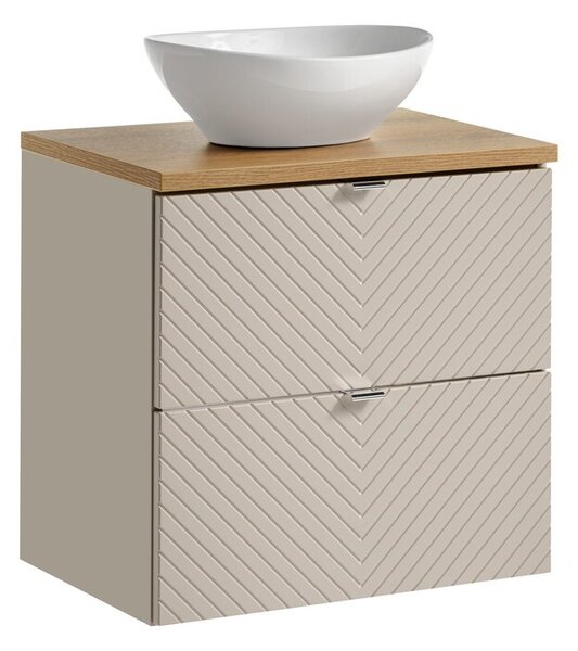 Comad Závesná skrinka Viva Cashmere Lola s doskou a umývadlom 60 cm kašmír/dub evoke