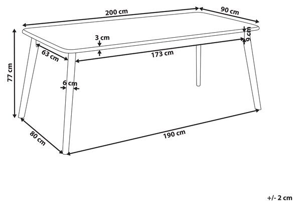 Jedálenský stôl dyha tmavý dub MDF nohy z brestového dreva 200 x 90 cm obdĺžniková dyhovaná doska tradičný štýl jedáleň
