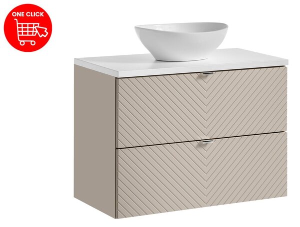 Comad Závesná skrinka Viva Cashmere s doskou a umývadlom 80 cm kašmír/biela