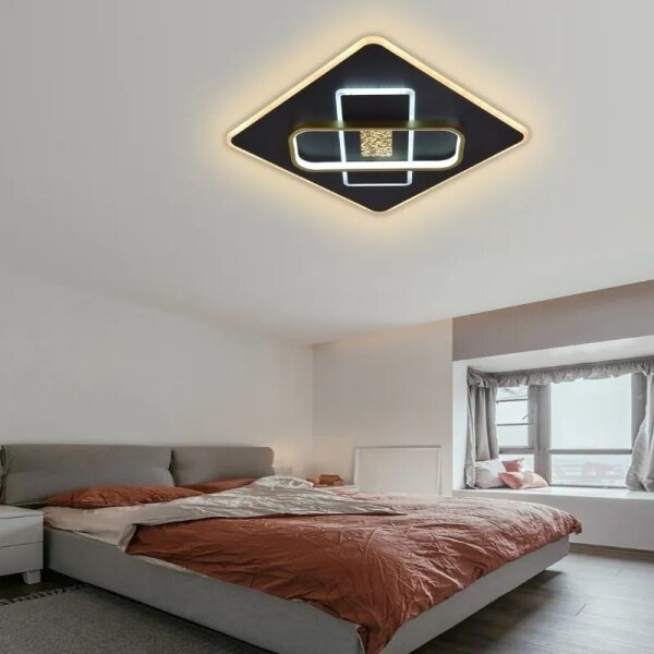 LED Stmievateľné stropné svietidlo LED/90W/230V čierna + diaľkové ovládanie
