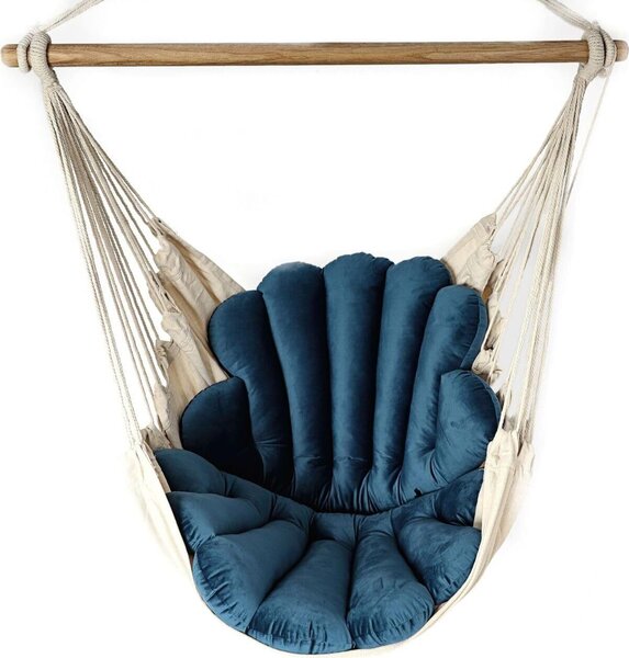 Love Gifts® Závesné kreslo s 2 vankúšmi v tvare škrupiny a sadou háčikov na strop 130/100 cm - nosnosť 150 kg, závesné kreslo pre dospelých a deti, závesné sedadlo