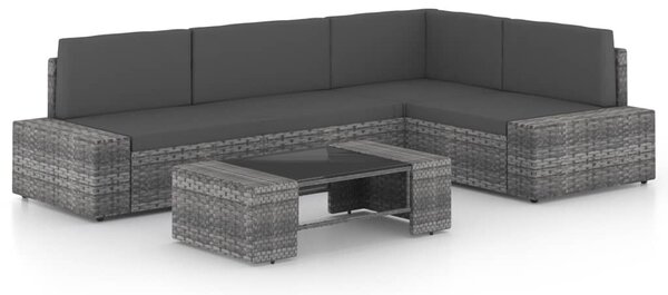 Maison Exclusive – 5-dielna záhradná súprava s vankúšmi, sivá, polyratan