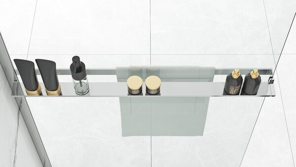 Rea Evo, závesná polica pre sprchové zásteny typu Walk-in max. šírka 120 cm, chrómová, HOM-08945