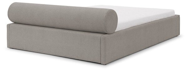 Svetlosivá čalúnená dvojlôžková posteľ s úložným priestorom s roštom 180x200 cm Cille – Ropez