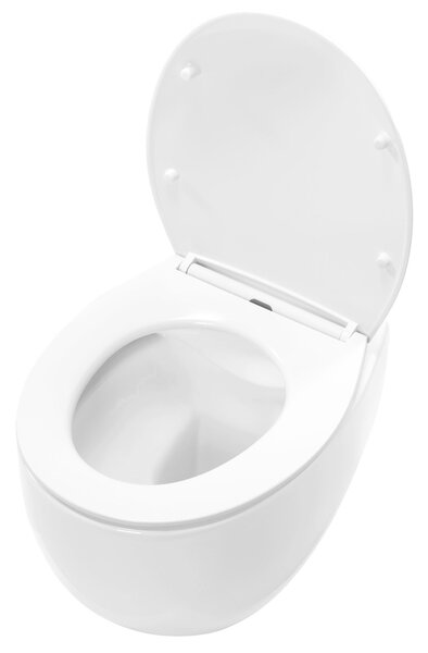 Rea Lars, závesná WC misa Rimless 50x37x29 cm vrátane sedadla s pomalým zatváraním, biela, REA-C9500