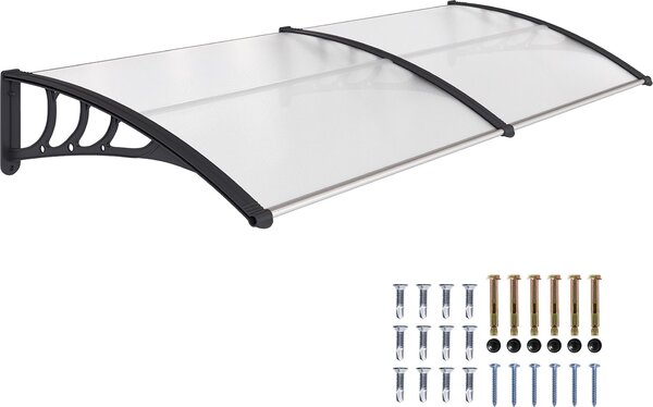 Strieška Outsunny na vchodové dvere 80 x 195 x 23 cm 5 mm polykarbonát hliník transparentný B70-047
