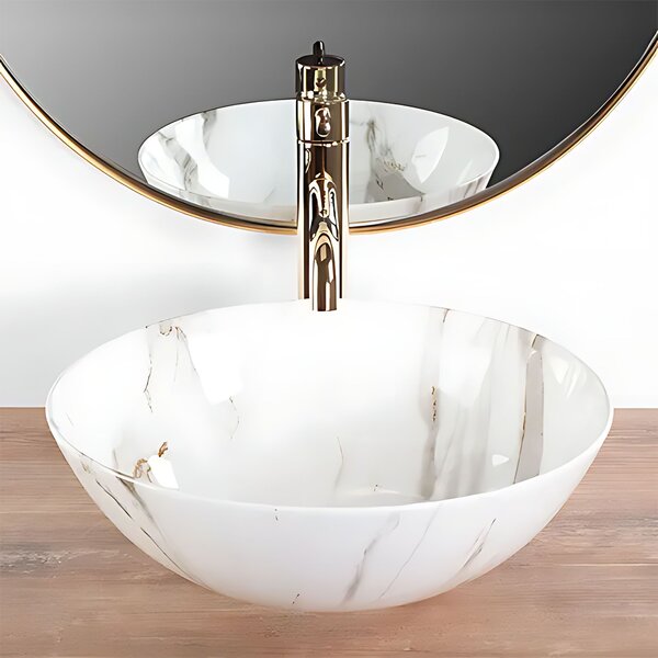 Rea Stella, umývadlo na dosku 355x355x135 mm, imitácia kameňa-Aiax Shiny, REA-U9088