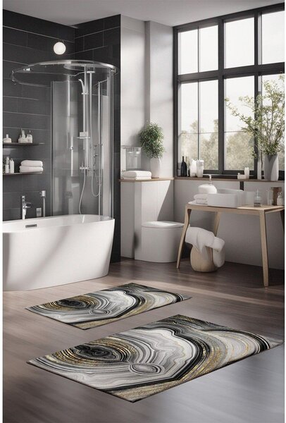 Sivé/v zlatej farbe kúpeľňové predložky v súprave 2 ks 60x100 cm CT – Foutastic