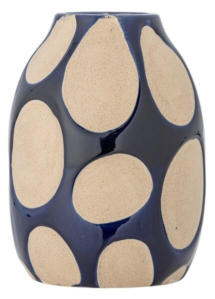Tmavomodrá/krémová kameninová váza (výška 20 cm) Bashir – Bloomingville