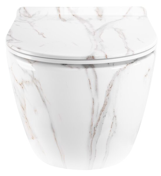 Rea Carter Tornado, závesná WC misa 49x37x35 cm + WC sedadlo, imitácia kameňa-Aiax Shiny, REA-C6390