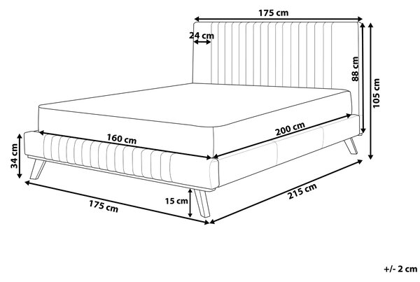 Posteľ svetlosivá 160 x 200 cm čalúnený ženilkový rám postele vysoké prešívané čelo spálňa