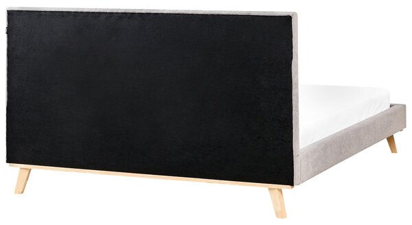 Posteľ svetlosivá 160 x 200 cm čalúnený ženilkový rám postele vysoké prešívané čelo spálňa