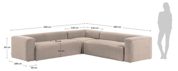 Béžová ženilková rohová pohovka Blok – Kave Home