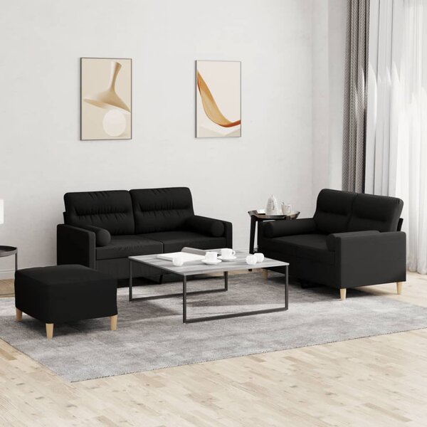 Maison Exclusive – 3-dielna sedacia súprava s vankúšmi, čierna látka