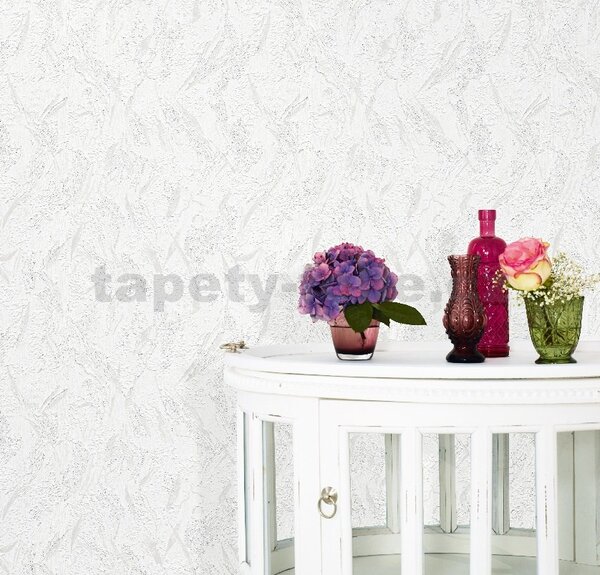 Vinylové tapety na stenu IMPOL Timeless 9749-1, rozmer 10,05 m x 0,53 m, stierka biela s trblietkami, ERISMANN