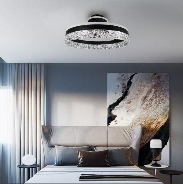 LED Stmievateľný prisadený luster LED/86W/230V 3000-6500K čierna + diaľkové ovládanie