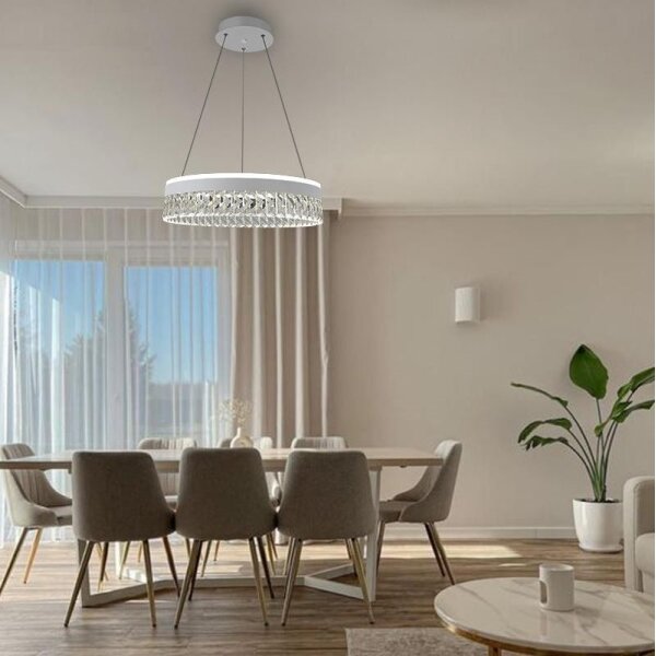 LED Stmievateľný luster na lanku LED/90W/230V 3000-6500K biela + diaľkové ovládanie